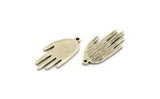 Silver Hand Charm, 4 Antique Silver Plated Brass Hand Charms With 1 Loop (23x11x1.2mm) N1876