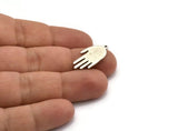 Silver Hand Charm, 4 Antique Silver Plated Brass Hand Charms With 1 Loop (23x11x1.2mm) N1876