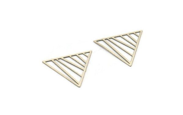 Silver Triangle Charm, 24 Antique Silver Plated Brass Triangle Charms, Pendants, Earring Findings (20mm) E024