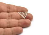 Silver Triangle Charm, 24 Antique Silver Plated Brass Triangle Charms, Pendants, Earring Findings (20mm) E024