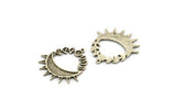 Silver Moon Charm, 2 Antique Silver Plated Brass Crescent Moon Charms With 1 Loop, Moon Phases Findings (32x30.5x1.5mm) N2220