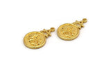 Gold Element Charm, 2 Gold Plated Brass Air Element Symbol Charms With 1 Loop (24x15x1.8mm) N1980