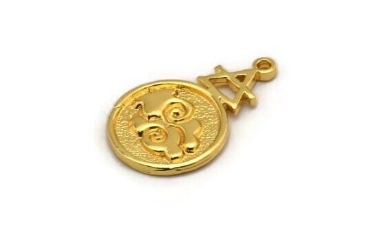 Gold Element Charm, 2 Gold Plated Brass Air Element Symbol Charms With 1 Loop (24x15x1.8mm) N1980