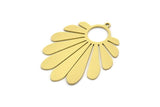 Brass Flower Charm, 4 Raw Brass Flower Shaped Charms With 1 Loop, Findings (36x28x0.60mm) SMP0649 A5280