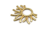 Gold Sun Pendant, Gold Plated Brass Sun Pendant (45x37x1.5mm) BS 1943