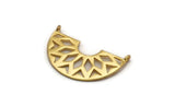 Ethnic Gold Pendant, Gold Plated Brass Semi Circle Pendant with 2 Loops (37x23x14x1 mm) N0281