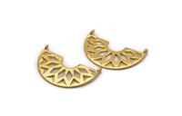 Ethnic Gold Pendant, Gold Plated Brass Semi Circle Pendant with 2 Loops (37x23x14x1 mm) N0281