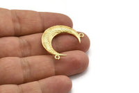 Gold Moon Charm, Gold Plated Brass Textured Horn Charm, Pendant, Jewelry Finding (27x8x3.30mm)  N0202