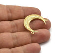 Gold Moon Charm, Gold Plated Brass Textured Horn Charm, Pendant, Jewelry Finding (27x8x3.30mm)  N0202