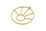 Brass Round Charm, 2 Raw Brass Sun Charms With 1 Loop, Charm Pendants (34x32x0.80mm) SMP0698