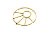 Brass Round Charm, 2 Raw Brass Sun Charms With 1 Loop, Charm Pendants (34x32x0.80mm) SMP0698