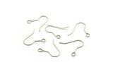 Silver Ear Wires, Earring Hooks, 50 Antique Silver Plated Brass Earring Setting for Pearl, Brass Findings, Crafts (19x16x0.7mm) BS 2135