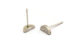 Half Moon Stud, 6 Stainless Steel Earring Posts With Antique Silver Plated Brass Half Moon Stud, Ear Studs (8x14mm) E336