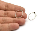 Silver Round Earring, 2 Antique Silver Plated Brass Hammered Round Earring Posts With 1 Pad, Pendants, Findings (19x0.8mm) E366