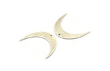Moon Phase Blank, 4 Antique Silver Plated Brass Crescent Moon Blanks With 1 Hole (42x10x0.6mm) BS 2203