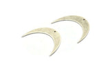 Moon Phase Blank, 4 Antique Silver Plated Brass Crescent Moon Blanks With 1 Hole (42x10x0.6mm) BS 2203