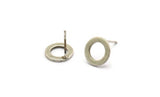 Silver Round Earring, 8 Antique Silver Plated Plated Brass Round Earring Posts, Pendants, Findings (10x1mm) E341