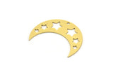 Brass Moon Charm, 8 Raw Brass Crescent Moon And Star Shaped Charms With 1 Hole, Findings (29x10x0.60mm) SMP0728