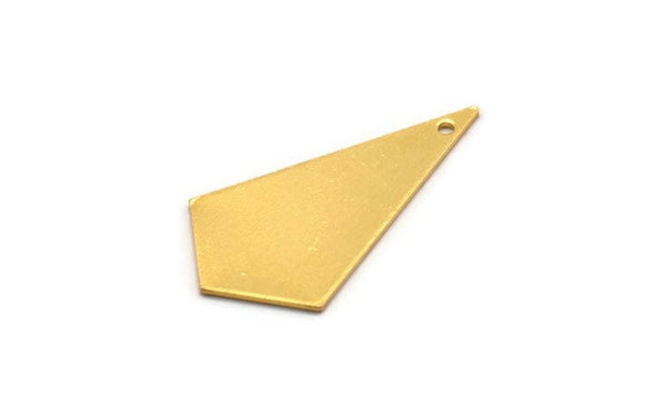 Gold Triangle Charm, 2 Gold Plated Brass Triangle Charms With 1 Holes (37x20x0.80mm) A1574