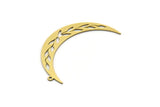 Brass Moon Charm, 8 Raw Brass Crescent Moon And Branch Shaped Charms With 1 Loop, Findings (41x7x0.60mm) SMP0595 A3859
