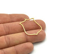 Brass Shield Charm, 2 Raw Brass Shield Charms With 1 Loop, Geometric Findings (33x25x0.80mm) SMP0755