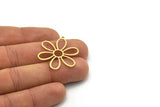 Brass Flower Charm, 4 Raw Brass Flower Shaped Charms With 1 Loop, Charm Pendants (32x27x0.80mm) SMP0769 A6229