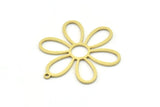 Brass Flower Charm, 4 Raw Brass Flower Shaped Charms With 1 Loop, Charm Pendants (32x27x0.80mm) SMP0769 A6229