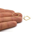 Brass Square Earring, 10 Raw Brass Square Stud Earrings (15x0.80mm) BS 1858 A6875