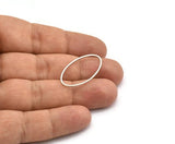Silver Brass Oval Connectors, 12 Antique Silver Plated Brass Oval Shaped Rings (30x15x1x0.8mm) BS 2333