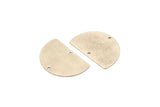 Semi Circle Charm, 6 Antique Silver Plated Brass Half Moon Blanks With 2 Holes, Findings, Pendants (26.5x17.5x0.50mm) D1003