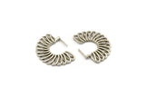 Silver Semi Sun Earring, 2 Antique Silver Plated Brass Semi Sun Earring (40x29x2.5mm) BS 2042