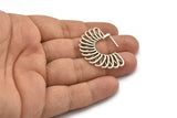 Silver Semi Sun Earring, 2 Antique Silver Plated Brass Semi Sun Earring (40x29x2.5mm) BS 2042