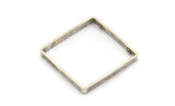 Square Silver Charm, 6 Antique Silver Plated Brass Square Connectors with 2 holes (30x3x0.80mm) BS 2306