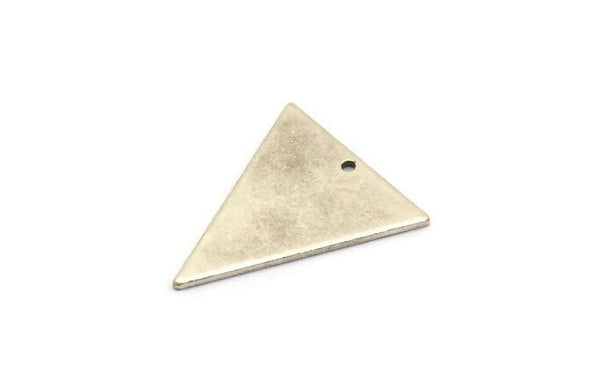 Gümüş Üçgen Charm, 1 Delikli 6 Antik Gümüş Kaplama Pirinç Üçgen Charm (28x22x1mm) BS 2349