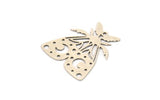 Silver Butterfly Charm, 4 Antique Silver Plated Brass Butterfly Charms With 1 Loop, Earring Findings (28x26x0.60mm) A5338