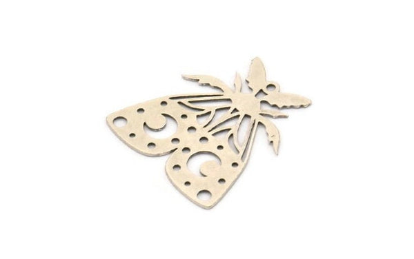 Silver Butterfly Charm, 4 Antique Silver Plated Brass Butterfly Charms With 1 Loop, Earring Findings (28x26x0.60mm) A5338