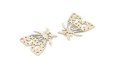 Silver Butterfly Charm, 4 Antique Silver Plated Brass Butterfly Charms With 1 Loop, Earring Findings (28x26x0.60mm) A5338