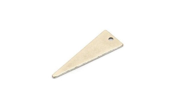 Silver Triangle Charm, 24 Antique Silver Plated Brass Triangle Charms With 1 Hole, Earrings, Findings (25x9x0.60mm) D943