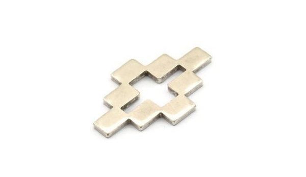 Gümüş Bulmaca Boşluğu, 2 Antik Gümüş Kaplama Pirinç Kolye Bağlantı Parçası, Küpeler, Bulgular (35x22x2mm) D981