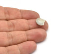 Silver Shell Blank, 6 Antique Silver Plated Brass Sea Shell Blanks, Earrings, Findings (13x11x2mm) D994