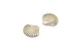 Silver Shell Blank, 6 Antique Silver Plated Brass Sea Shell Blanks, Earrings, Findings (13x11x2mm) D994