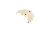 Silver Crescent Moon, 4 Antique Silver Plated Brass Moons With 2 Holes (25x11x0.80mm) D0010