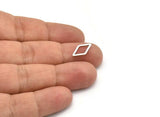 Silver Diamond Charm, 50 Antique Silver Plated Brass Open Diamond Ring Charms (7.5x14x1mm) D0030