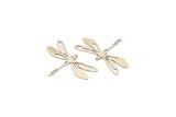 Silver Dragonfly Charm, 4 Antique Silver Plated Brass Dragonfly Shaped Charms With 1 Loop, Pendants, Findings (31x48x0.60mm) A3302