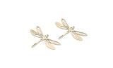 Silver Dragonfly Charm, 4 Antique Silver Plated Brass Dragonfly Shaped Charms With 1 Loop, Pendants, Findings (31x48x0.60mm) A3302