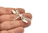 Silver Dragonfly Charm, 4 Antique Silver Plated Brass Dragonfly Shaped Charms With 1 Loop, Pendants, Findings (31x48x0.60mm) A3302