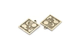 Silver Square Charm, 2 Antique Silver Plated Brass Square Charms With 1 Loop, Cloud Findings, Moon And Star Findings (18x16x1.5mm) N2341