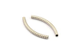 Textured Noodle Bead, 8 Antique Silver Plated Brass Textured Curved Noodle Tubes (4x45mm) BS 2211