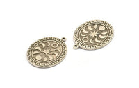 Silver Oval Charm, Antique Silver Plated Brass Oval Charm With 1 Loop, Moon Finding, Moon Phases Finding (30x23x1.5mm) N2316