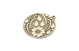 Silver Round Charm, Antique Silver Plated Brass Flower Charm With 1 Loop, Leaf Charms, Findings (30x27x1.5mm) N2240